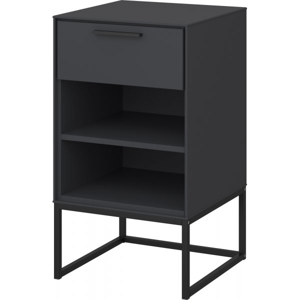 Schmaler Nachttisch 1 - Grau/Schwarz
