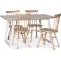 Edge-Essgruppe; Esstisch aus weiem HPL 140x90 cm mit 4 Orust-Rohrsthlen in wei getncht