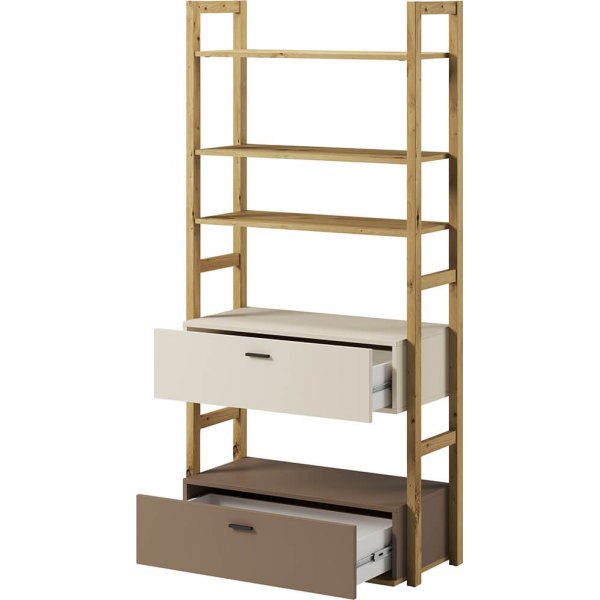 Lenny Bücherregal - Artisan Eiche/Beige/Trüffel Lenny Bücherregal - Artisan Eiche/Beige/Trüffel