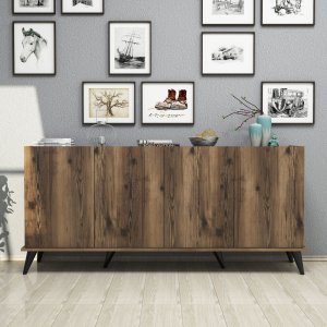 Elegantes Sideboard - Nussbaum/schwarzer Marmor