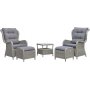 Pigeon Outdoor-Mbel-Set: 2 Sessel mit Fuhocker und Tisch - Graues Kunststoff-Rattan