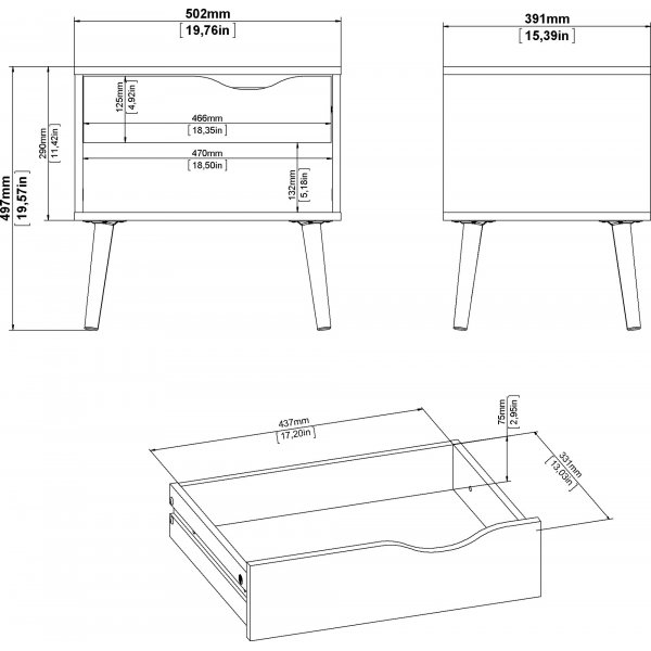 Oslo Nachttisch - Weiß/Eiche Oslo Nachttisch - Weiß/Eiche