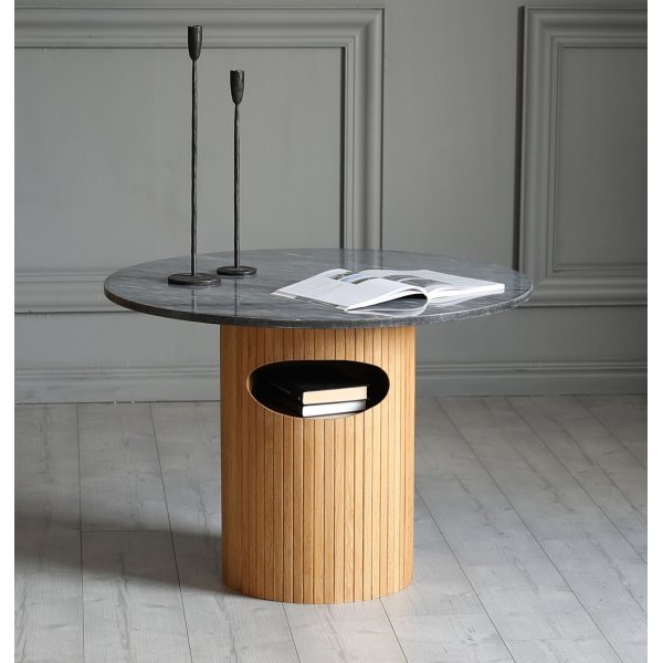 Arto runder Couchtisch Hhe 60 cm - Eiche / grauer Marmor