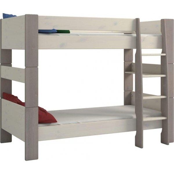 Fr Kinder-Etagenbett 90 x 200 cm - Wei/Grau/Braun