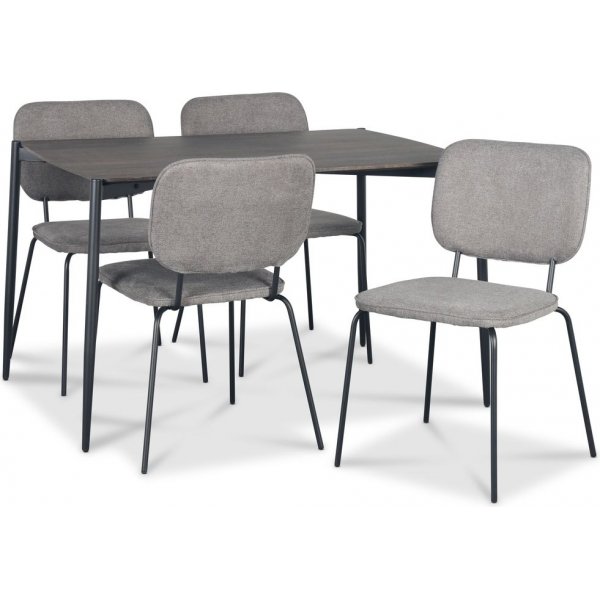 Lokrume Essgruppe 120 cm Tisch aus dunklem Holz + 4 Lokrume graue Sthle