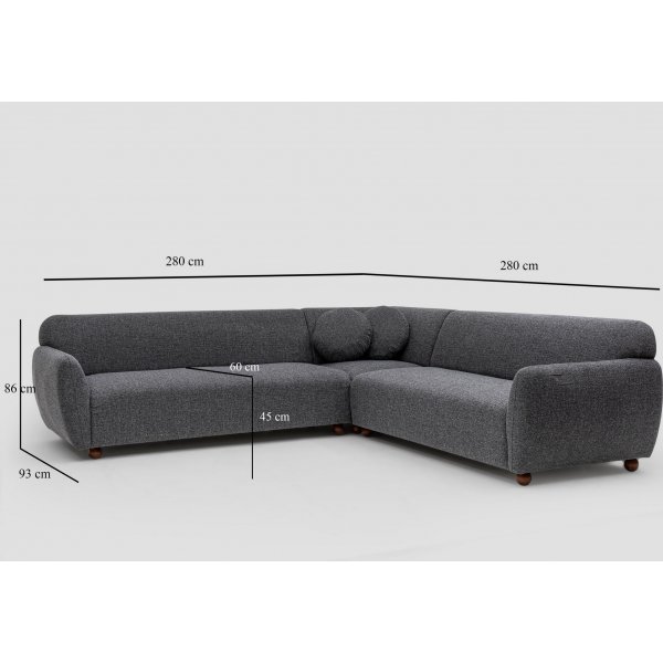 Ecksofa Eddy - Dunkelgrau