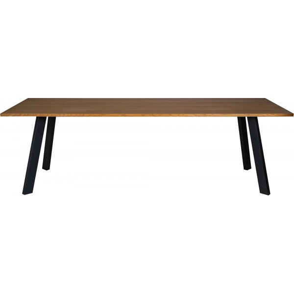 Langer Esstisch Freddy fr 10 Personen aus gelter Eiche mit schwarzen Metallbeinen - 240 x 90 cm