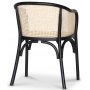 Lotus-Sessel in Schwarz mit Rattan-Rckenlehne