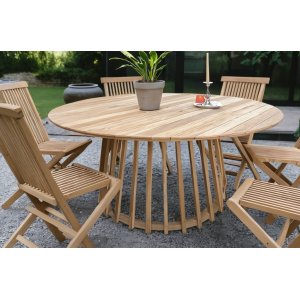 Salt Outdoor-Essgruppe um 150 cm Tisch mit 6 Esszimmersthlen - Teak + Holzl fr Mbel