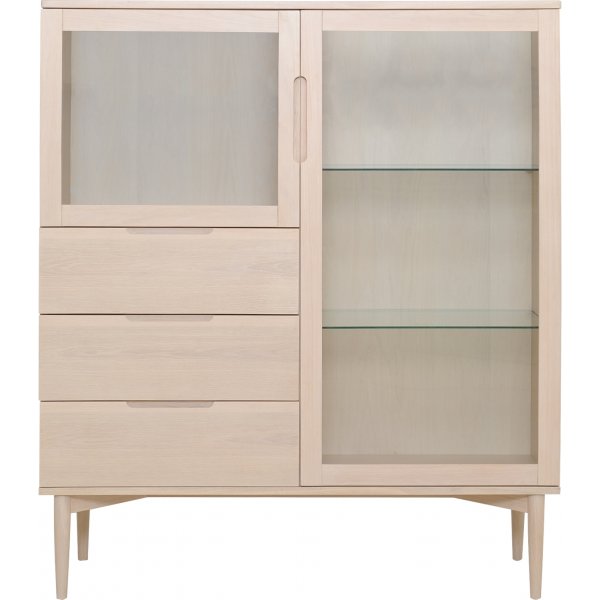 Karmöy Vitrine H: 140 cm - Weiß pigmentiertes Eichenfurnier Karmöy Vitrine H: 140 cm - Weiß pigmentiertes Eichenfurnier