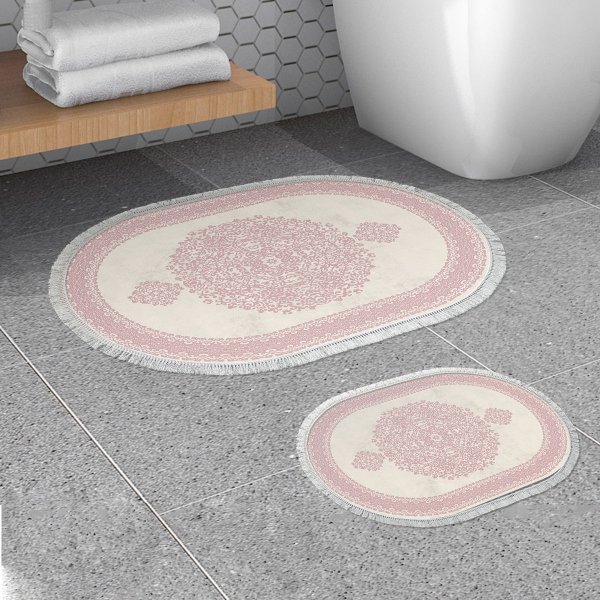 Bonbon Badezimmermatte - Rosa/Weiß Bonbon Badezimmermatte - Rosa/Weiß
