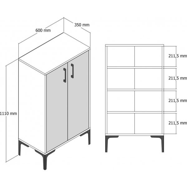 Prager Schuhschrank - Nussbaum/weißer Marmor Prager Schuhschrank - Nussbaum/weißer Marmor