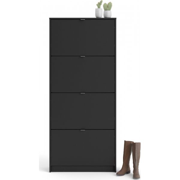 Schuhe tiefer Schuhschrank mit 4 Fächern - Schwarz Schuhe tiefer Schuhschrank mit 4 Fächern - Schwarz