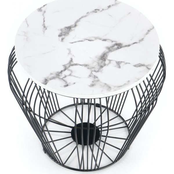 Grande Couchtisch Ø56 cm - Weißer Marmor/Schwarz Grande Couchtisch Ø56 cm - Weißer Marmor/Schwarz