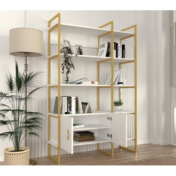 Santana B�cherregal - Wei�/Gold