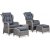 Pigeon Outdoor-Mbel-Set: 2 Sessel mit Fuhocker und Tisch - Graues Kunststoff-Rattan + Mbelpflegeset fr Textilien