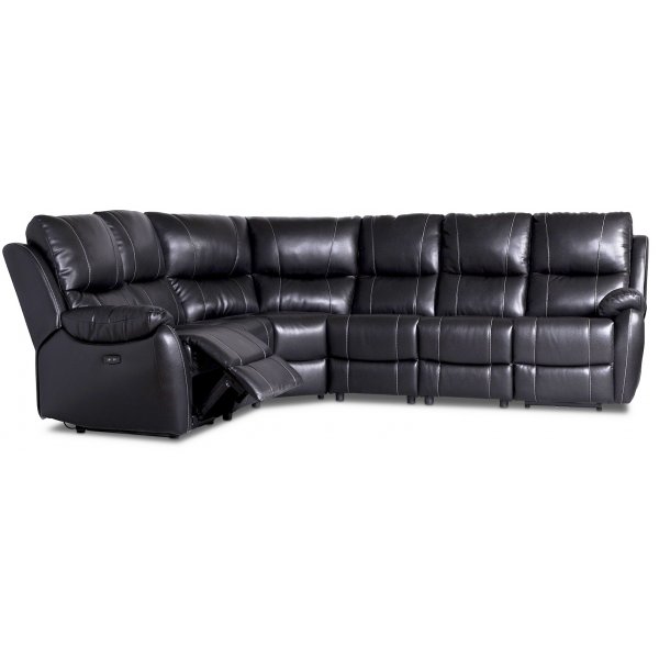 Enjoy Chicago Recliner-Ecksofa - 6-Sitzer (elektrisch) aus schwarzem Kunstleder