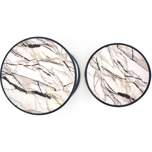 Mille Couchtisch Ø40/50 cm - Weißer Marmor/Schwarz Mille Couchtisch Ø40/50 cm - Weißer Marmor/Schwarz