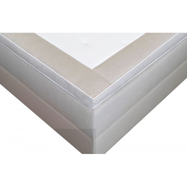 Bett 120x200 cm beige mit Stauraum 5 Zonen Taschenfederkern