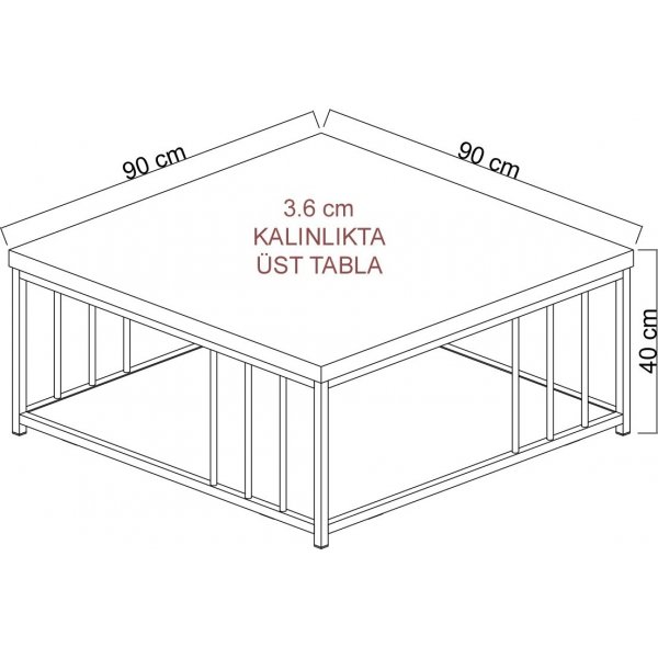 Zenn Couchtisch 90 x 90 cm - Walnuss/Gold