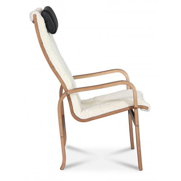 Fushion Sessel aus Schaffell Skandinavisches Mondlicht - Braun gebeizte Eiche + Textilreinigung fr Mbel