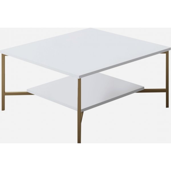 Erki Couchtisch 80 x 80 cm - Wei/Gold