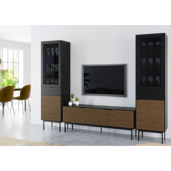 Vitrine Soma mit Glastr - Schwarz/Espresso