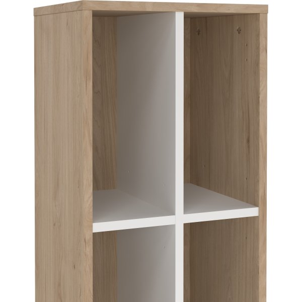 Schilder-B�cherregal mit Trennwand - Wei�/Hickory