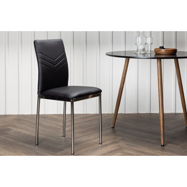 Lily Esszimmerstuhl - Schwarzes PU/Chrom