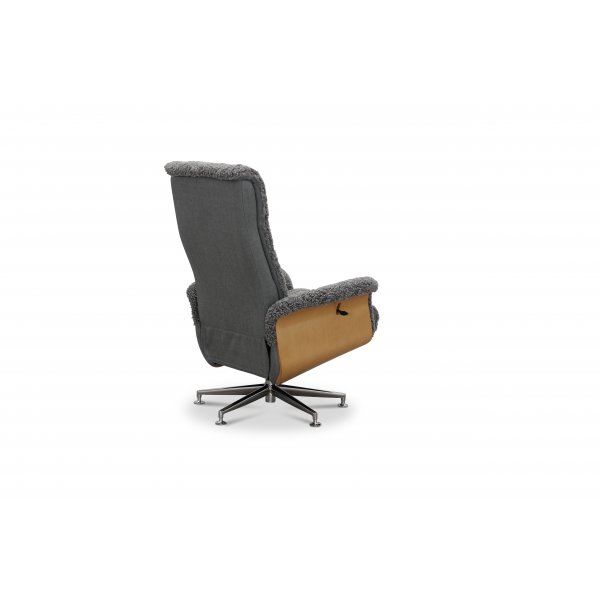 Relaxsessel mit Fuhocker in echtem Schaffell Eiche/Graphitgrau - Ulla + Mbelfe