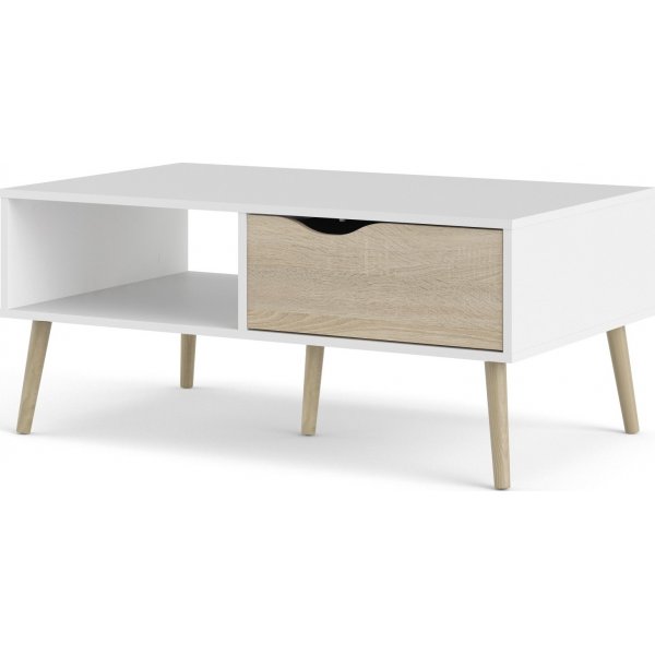 Oslo Couchtisch 99 x 39 cm - Wei/Eiche