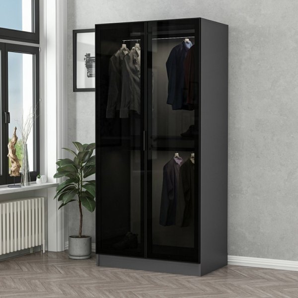 Cavolo Kleiderschrank 90 cm - Anthrazit/Rauch
