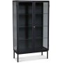 Cliff Vitrinenschrank aus Blech Highboard - Schwarz / Klarglas