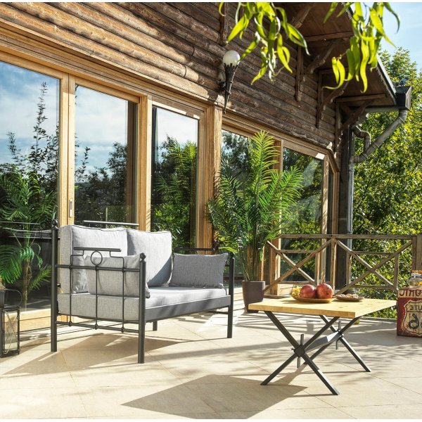 Hampus 2-Sitzer Outdoor-Sofa - Schwarz/Rauch + Textilreinigung für Möbel Hampus 2-Sitzer Outdoor-Sofa - Schwarz/Rauch + Textilreinigung für Möbel