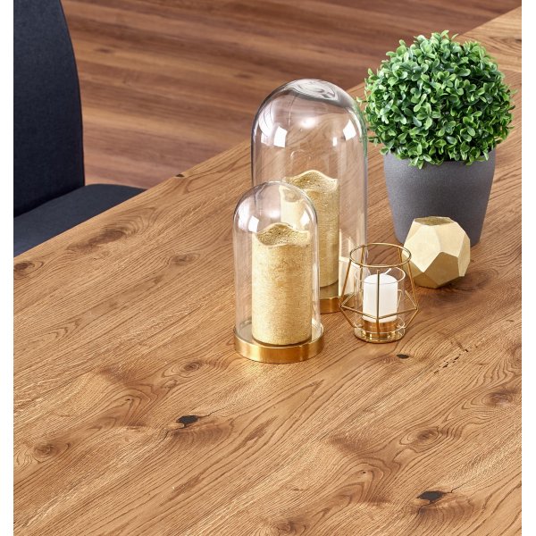 Sauber ausziehbarer Esstisch 90x160-250 cm - Eiche/Schwarz